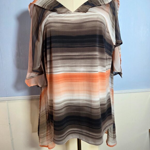 Roz & Ali Woman 1X Layered Flowy Sleeveless Casual Dressy Tank Blouse - Picture 4 of 9